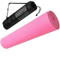 Коврик для йоги ПВХ 173х61х0,4 см (розовый) с чехлом E29255